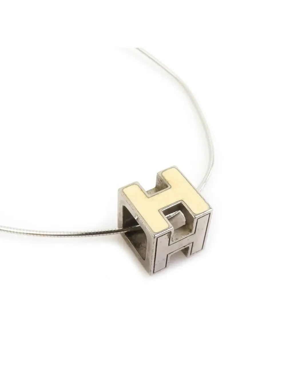 Auth Hermes H Cube Pendant Necklace #302674H21B